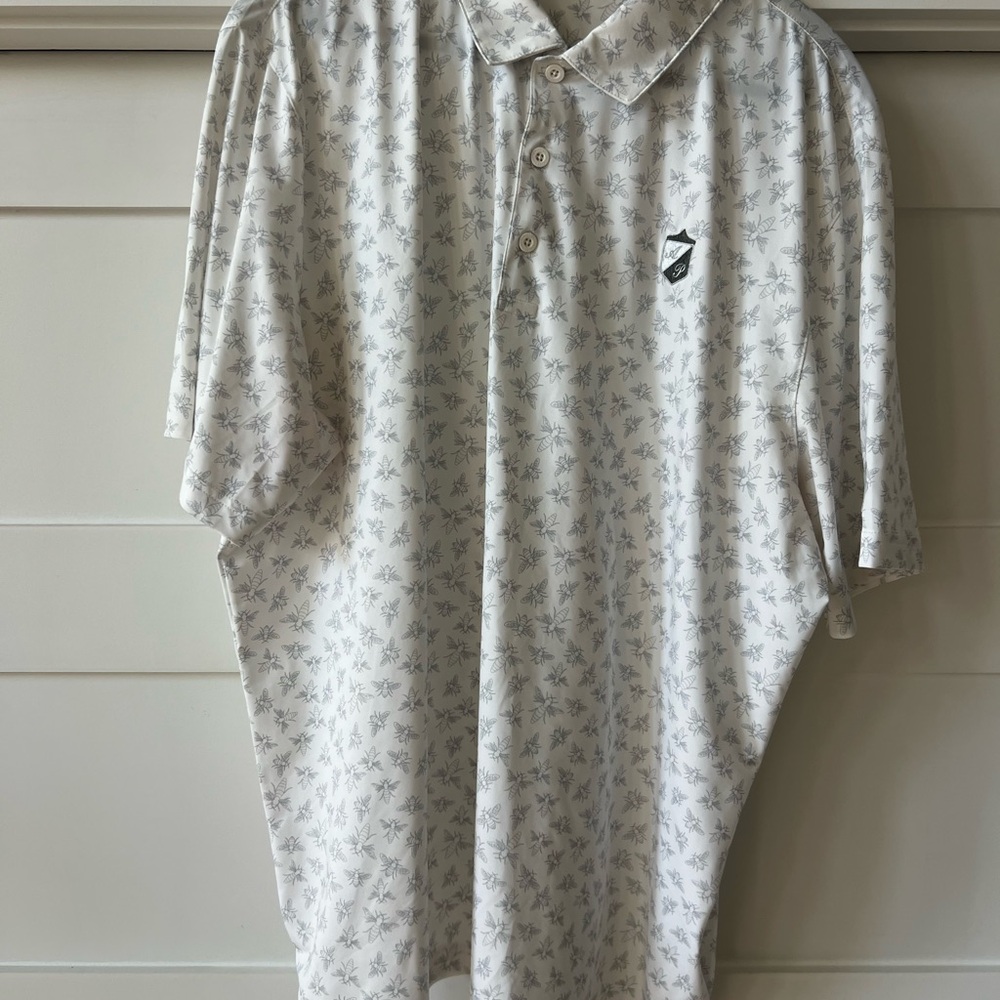 Men's White Patterned Polo Shirt